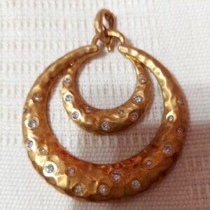 NWOT Shop HQ Yellow Gold over Sterling Silver Enhancer Pendant w/ CZ's